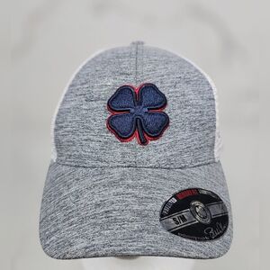 Live Lucky Black Clover Hat S/M GRAY‎  Baseball Cap Top Golf Memory Fit